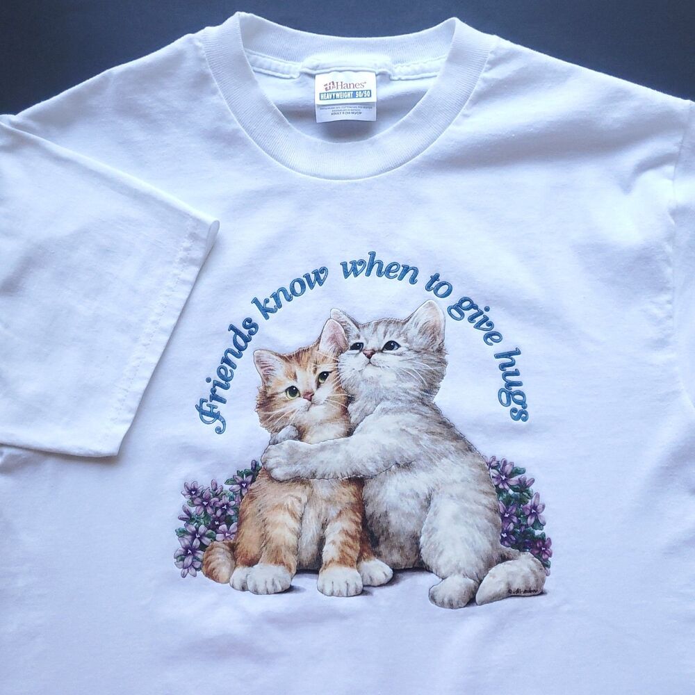 Hugging Cats Graphic T Shirt Adult S Friends Know When To Give Hugs Cottagecore